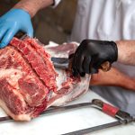 Piece of pork on a butcher stall